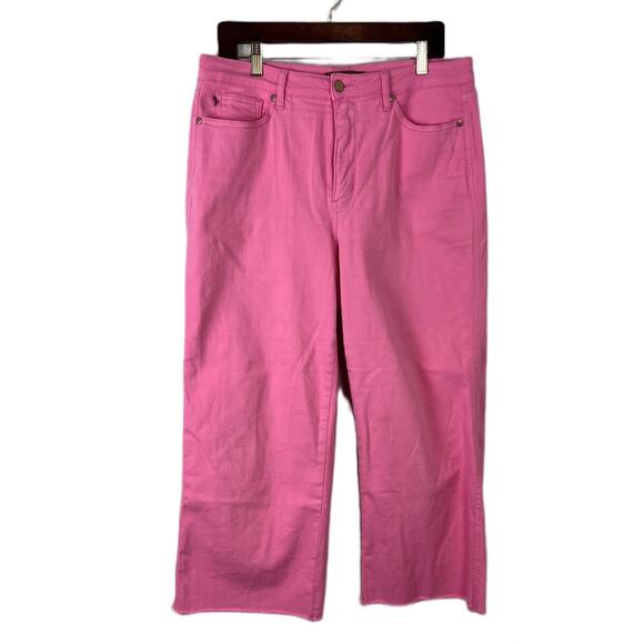 Judy Blue Pink High Rise Cropped Wide Leg Jeans Size 31 - Picture 2 of 9